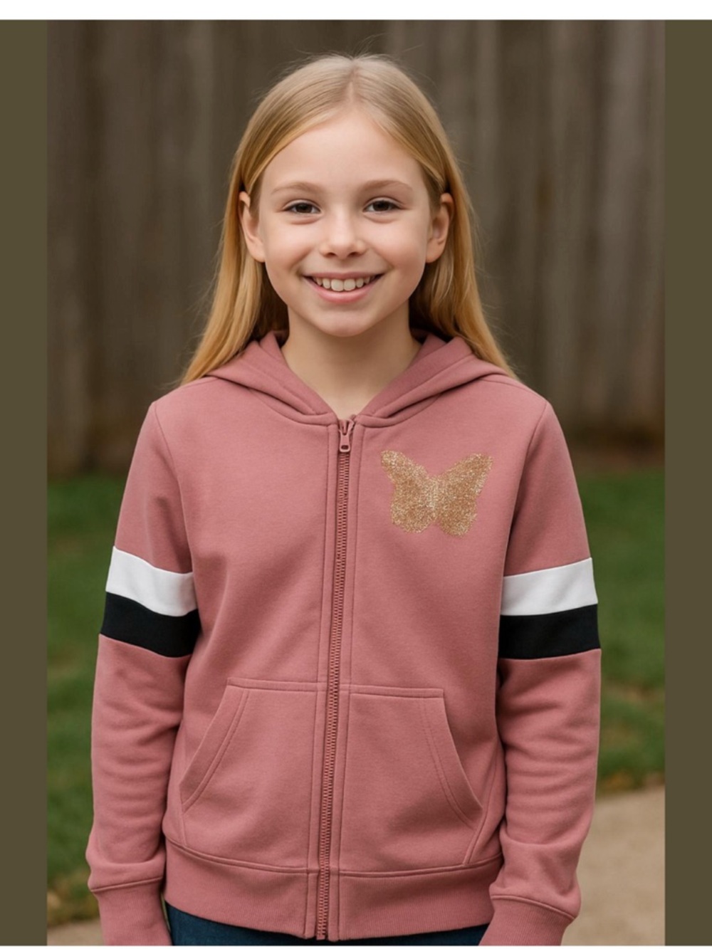 The Children's Place Dusty Rose Hoodie with Gold Butterfly